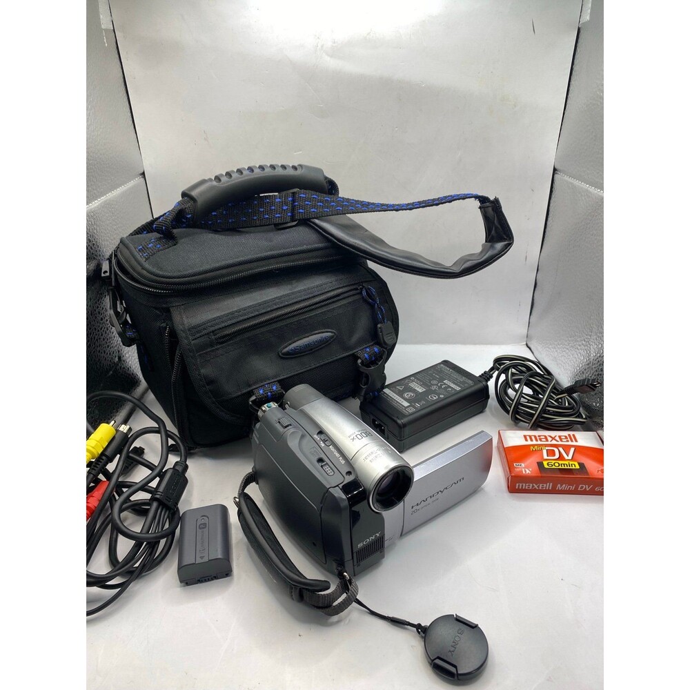 Sony DCR-HC28 Handycam Mini DV Camcorder w/ Charging Cable Tested & Working case